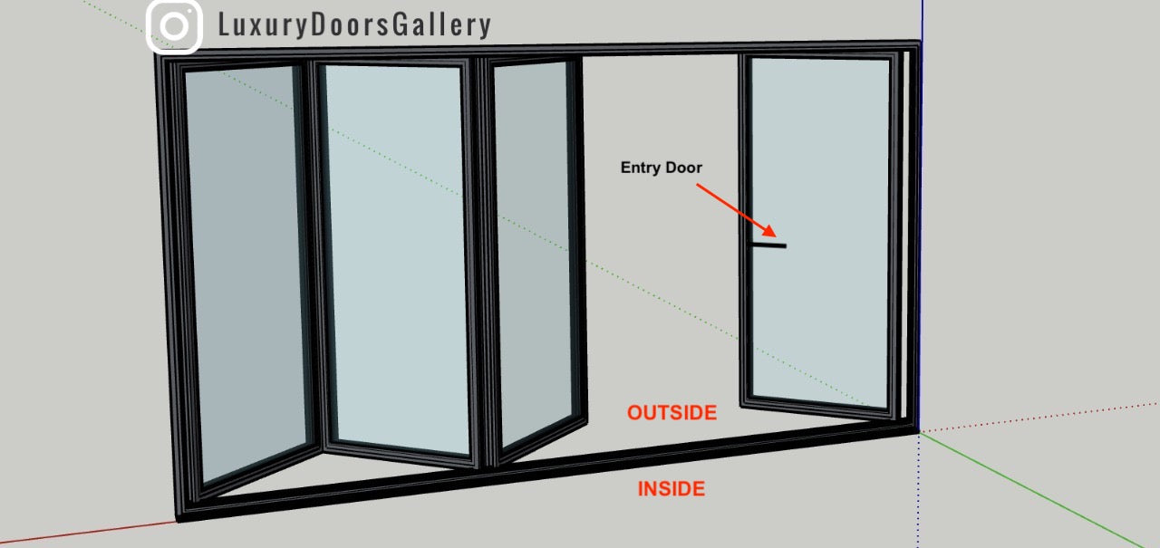 Bi-folding Door 10'feet wide - 4 Panels - 1R3L - Viewed from the INSIDE