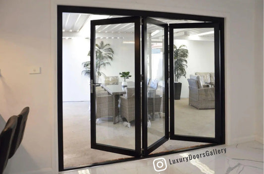 Bi-folding Door 8'feet wide - 3 Panels - RIGHT Stacking Viewed from the INSIDE!